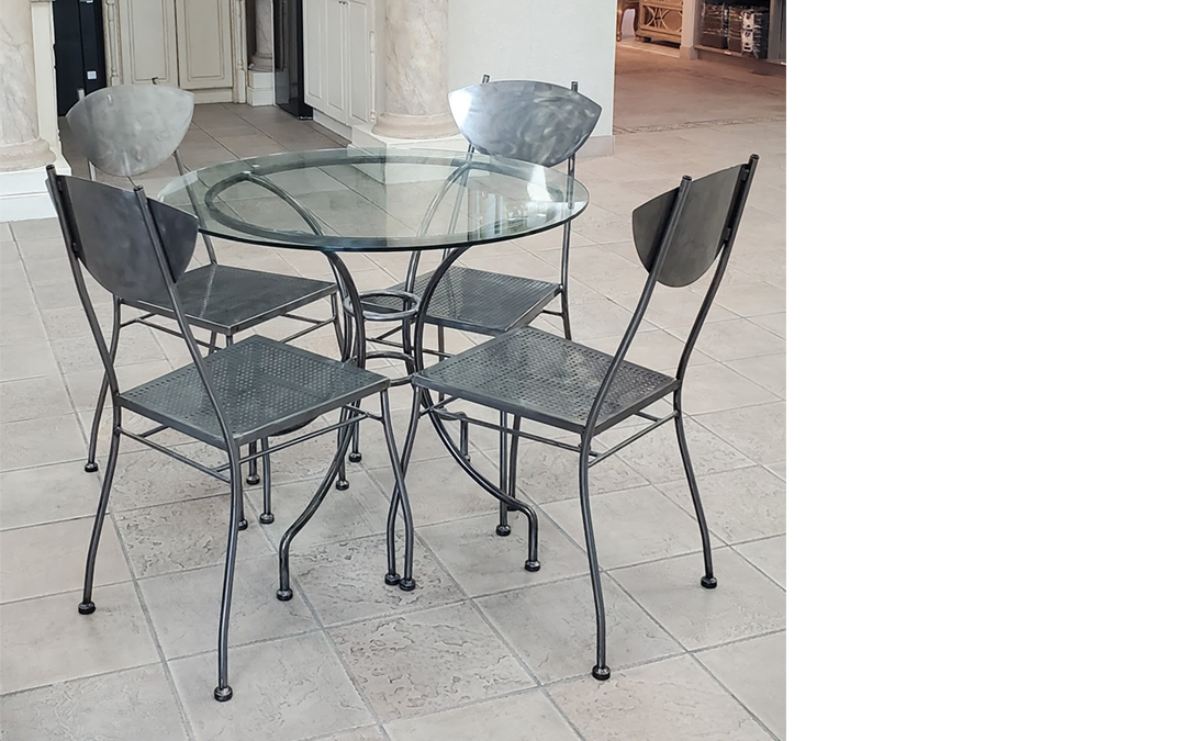 Powder Coated Dinec – Round Table & 4 Chairs