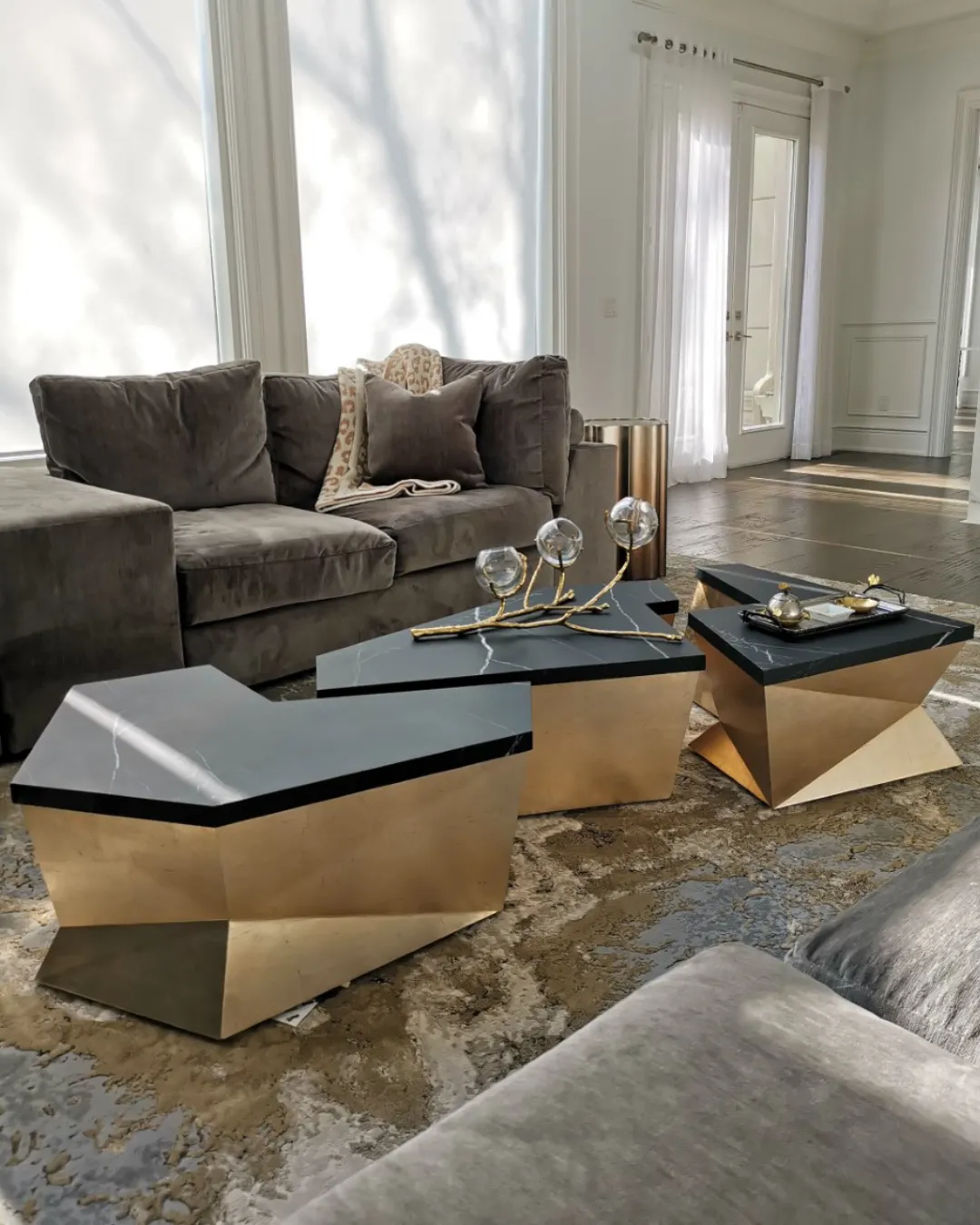 beautiful black and gold coffee table